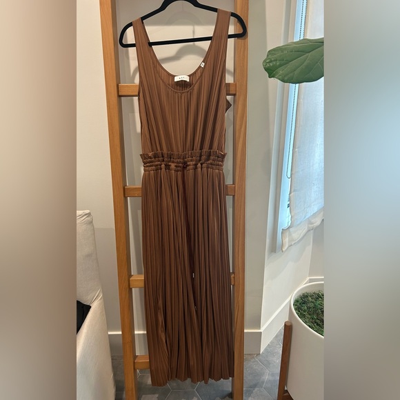 A.L.C. Val Pleated Drawstring-Waist Midi-Dress size L - Picture 3 of 4